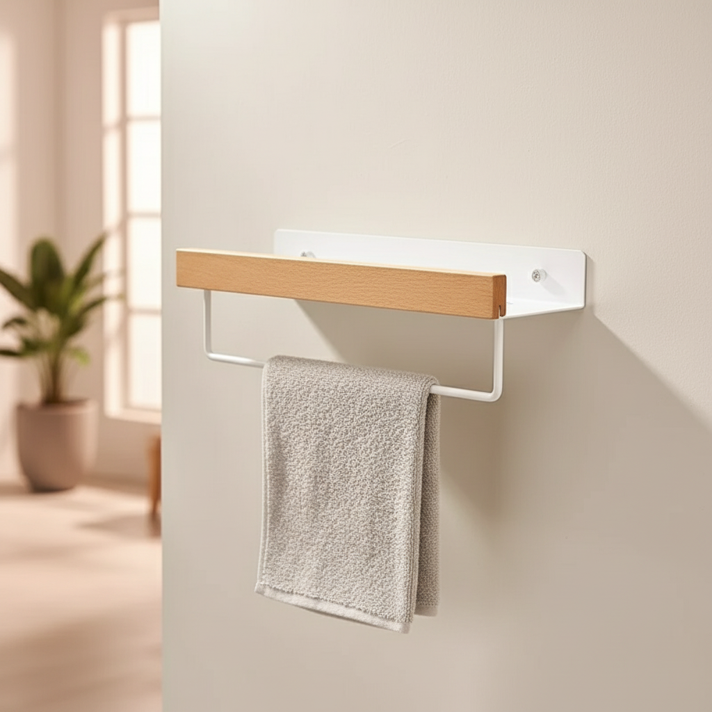 מדף אחסון מעץ לקיר