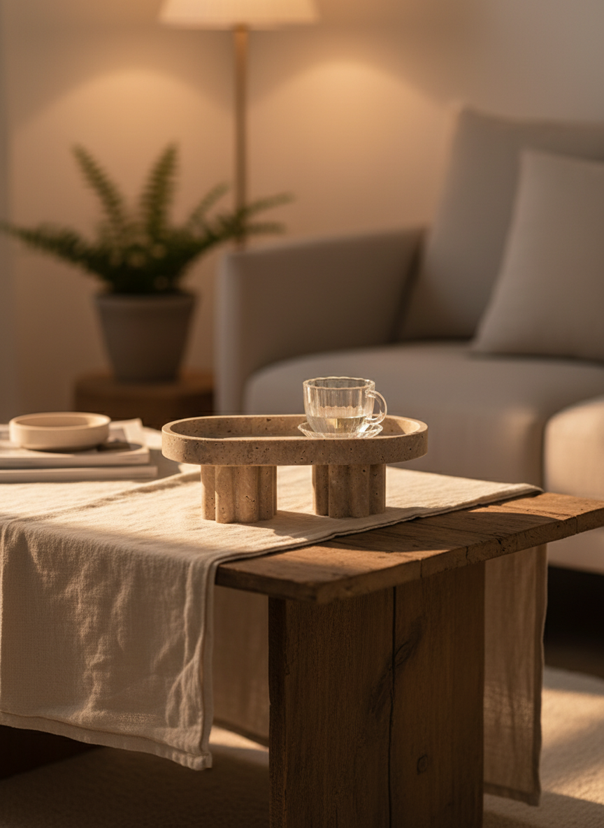 קערת טרוורטין דקורטיבית