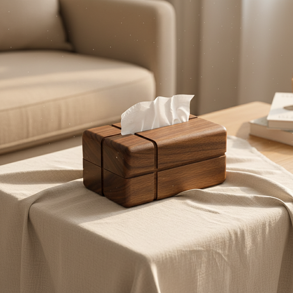 קופסת טישו עץ אגוז